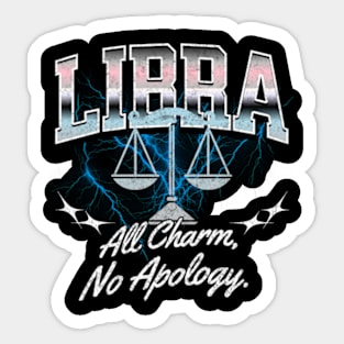 Libra All Charm No Apology Retro Bootleg Zodiac Sign Astrology Sticker